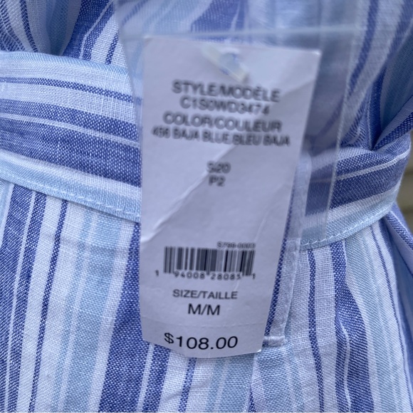 Lord & Taylor Linen Striped Button-Front Shirt Dress Pockets-NWT - Picture 7 of 8